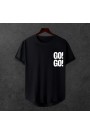  Unisex Oversize Modern Boy Pamuklu Etek Oval Siyah Baskili T-shirt